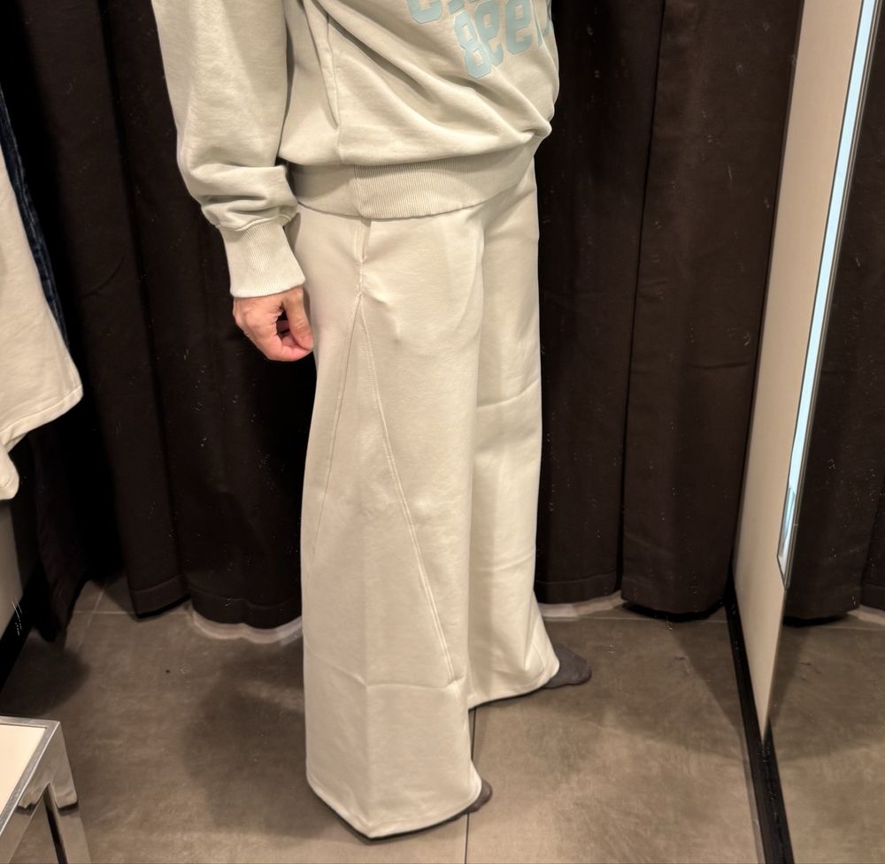 Спортивні штани з кишенями Zara вайд лег палаццо молочні