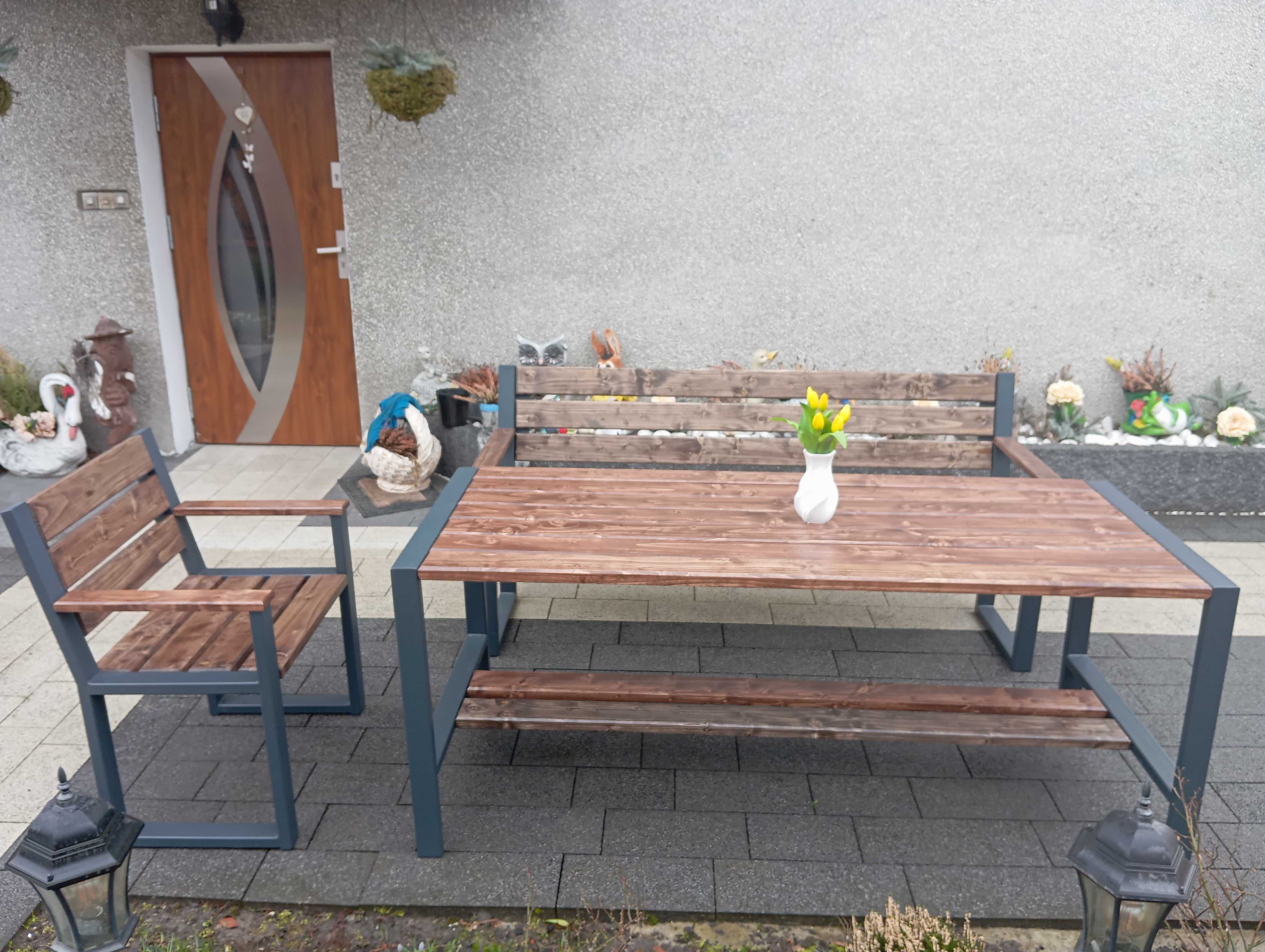 NOWOCZESNY ZESTAW MEBLI ogrodowych stół+2ławki+2krzesła