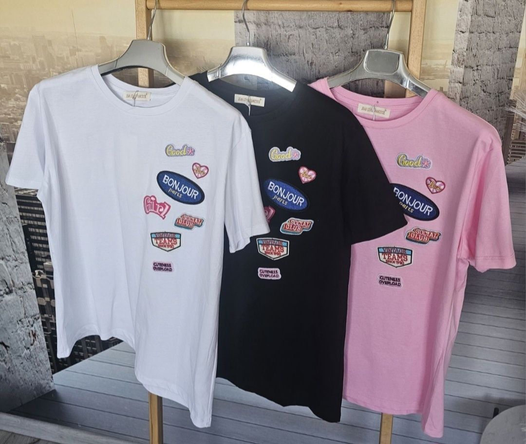 Super bluzka naszywki tshirt WYPRZEDAŻ