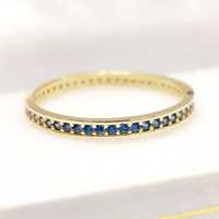 Złoty pierścionek z niebieskimi cyrkoniami  585 14K R.17