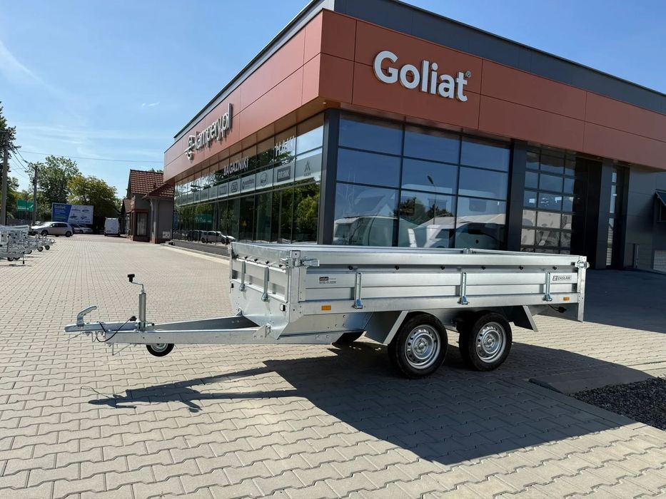 Zaslaw przyczepa platforma z kołami pod HL265T HL300T 2 osie 750kg  Przyczepa platforma z burtami zdejmowanymi - koła pod platformą