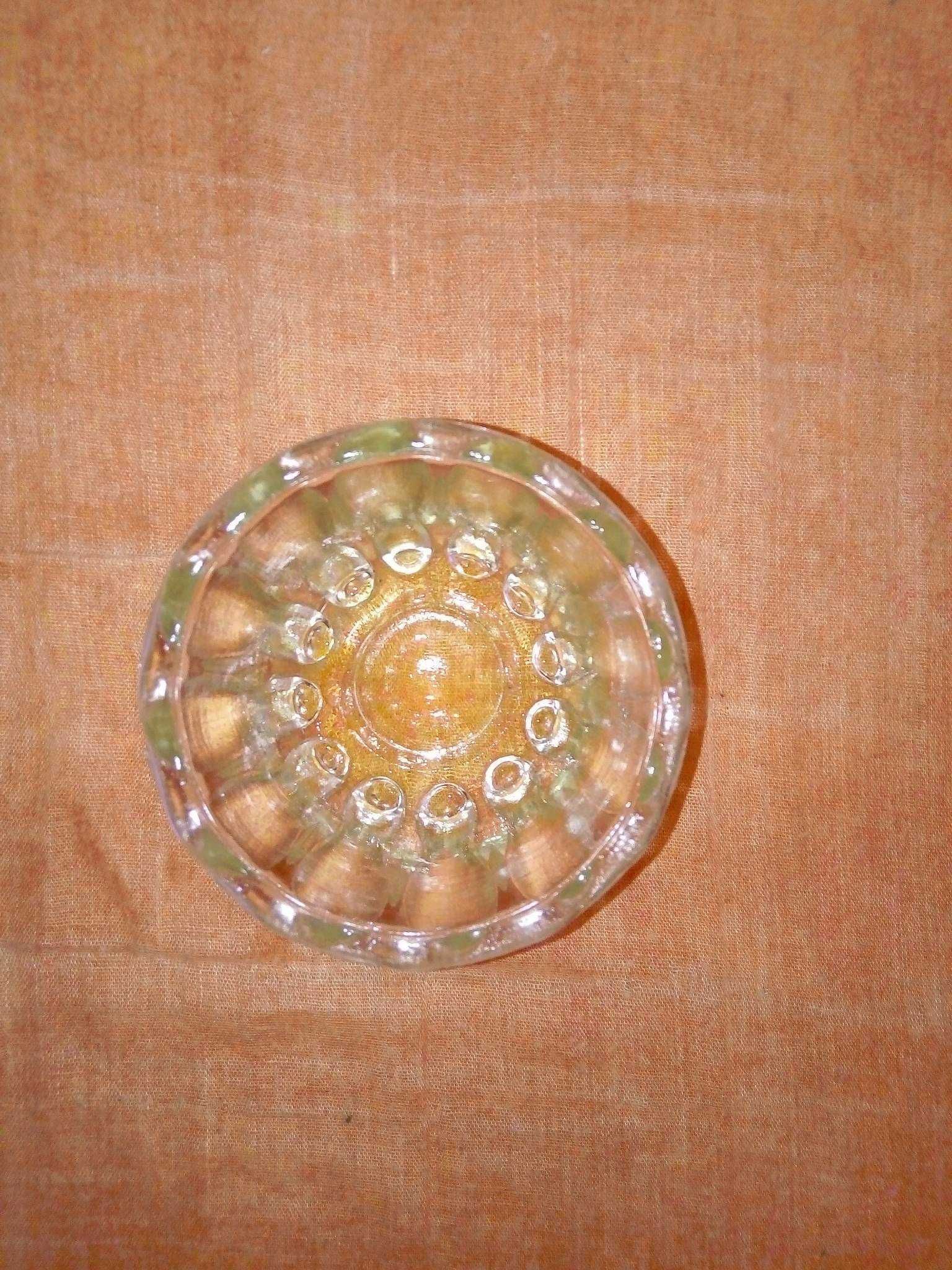 Popielnica popielniczka szklana przezroczysta biała PRL 5cm - 3 sztuki