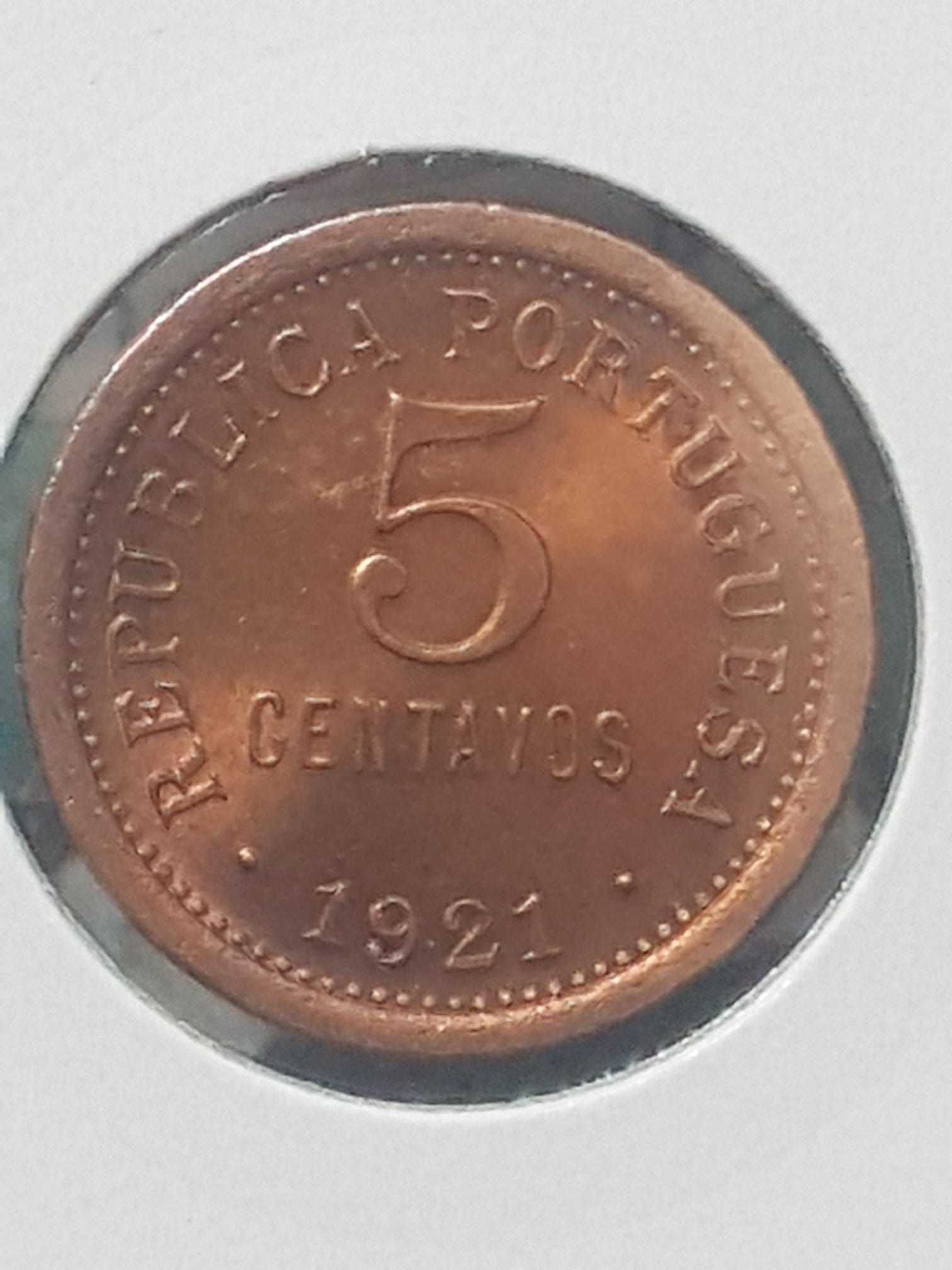 Moeda 5 Centavos Bronze República 1921 (BELA)