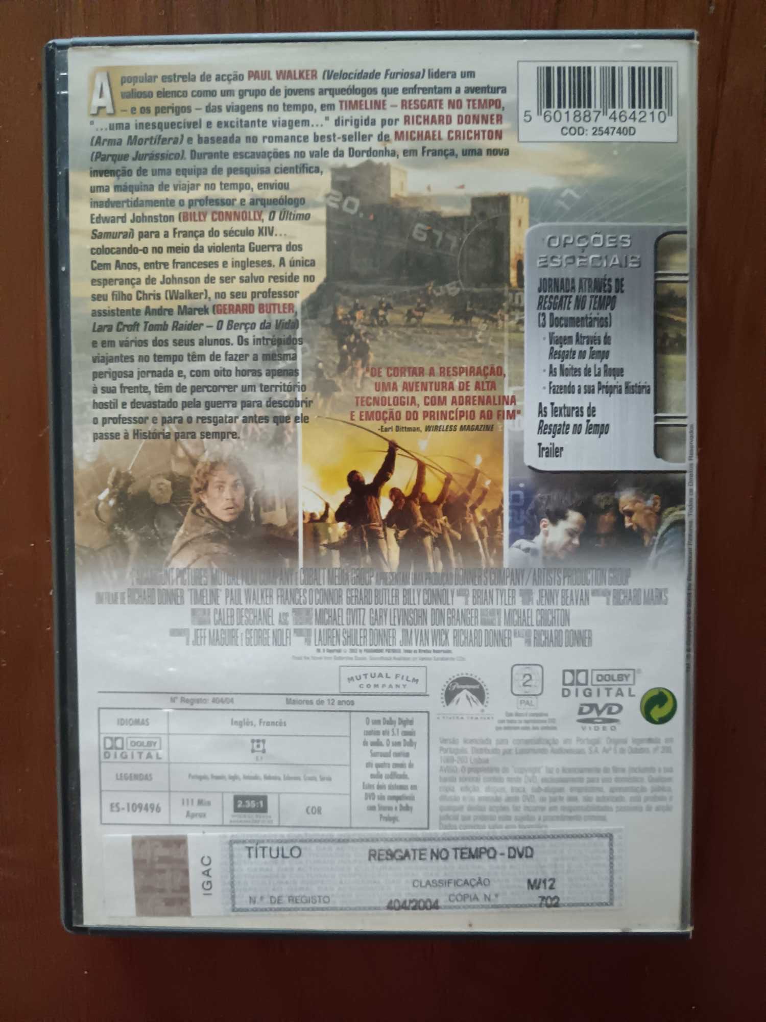filme dvd original - resgate no tempo