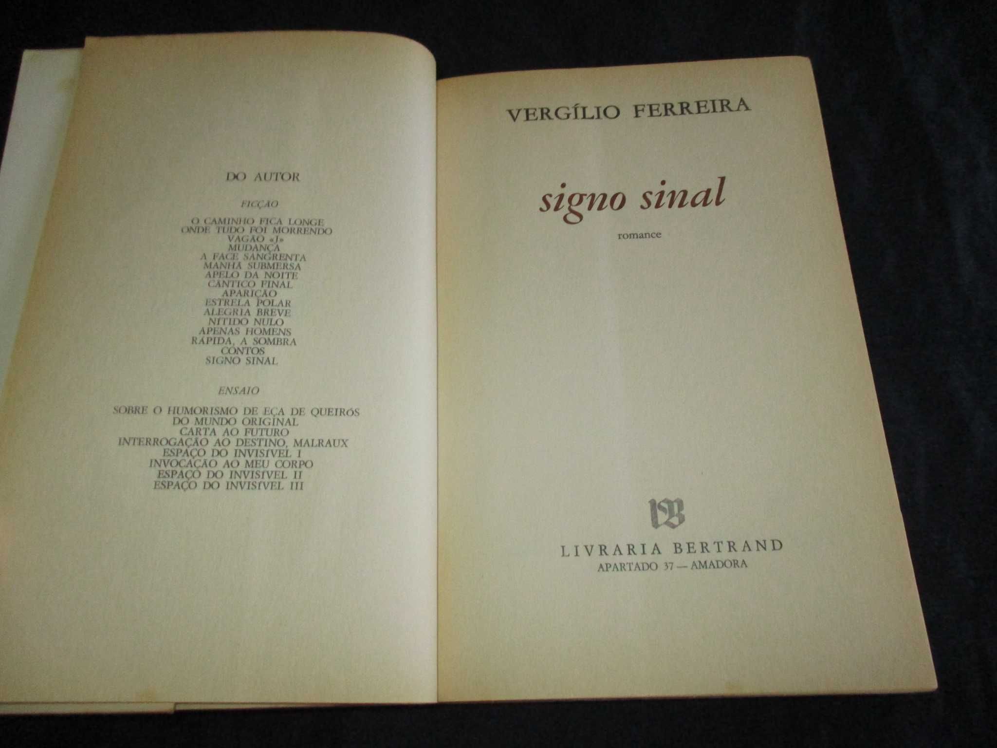 Livro Signo Sinal Vergílio Ferreira 1ª edição 1979