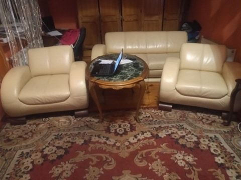 Meble skórzane sofa i 2 fotele