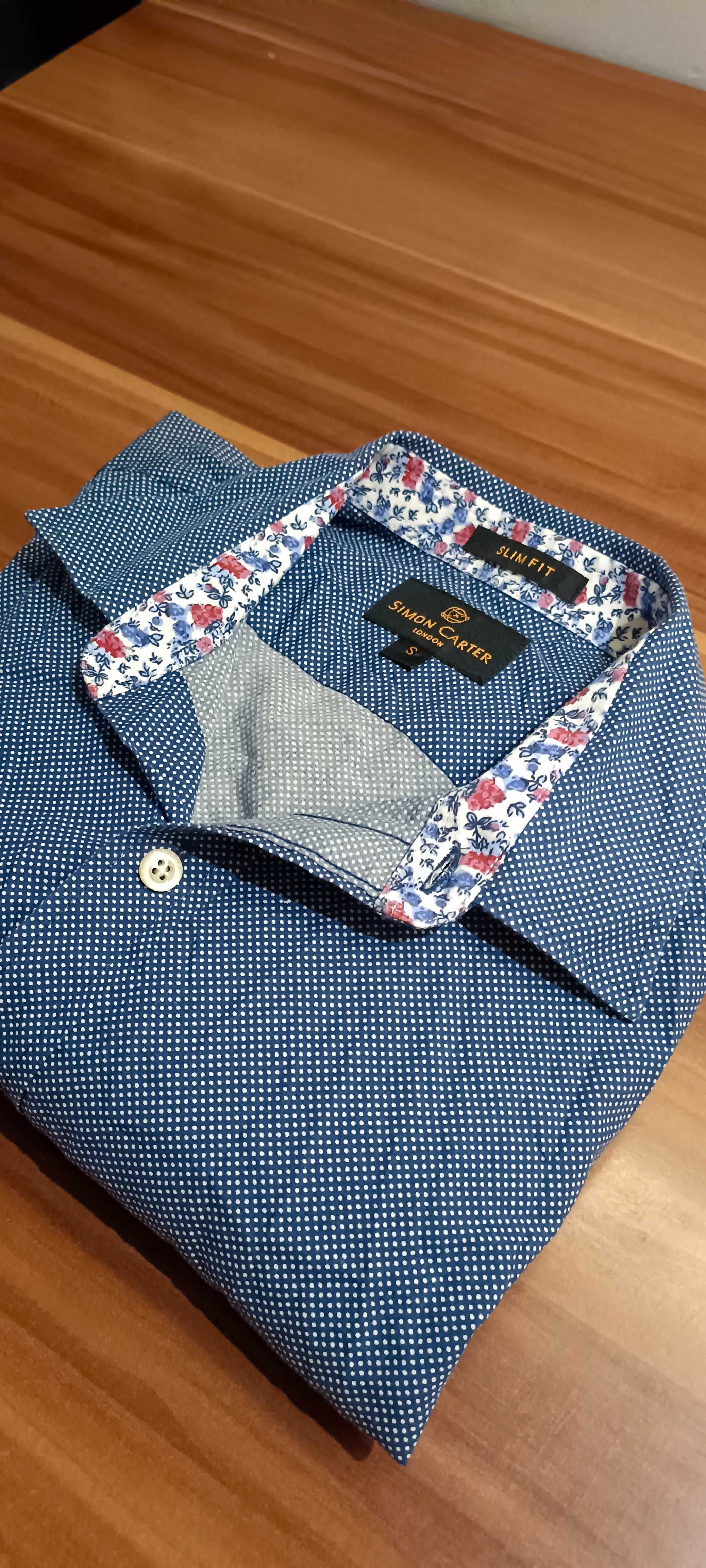 Casualowa koszula z długim rękawem Slim Fit S bawełna wzorzysta