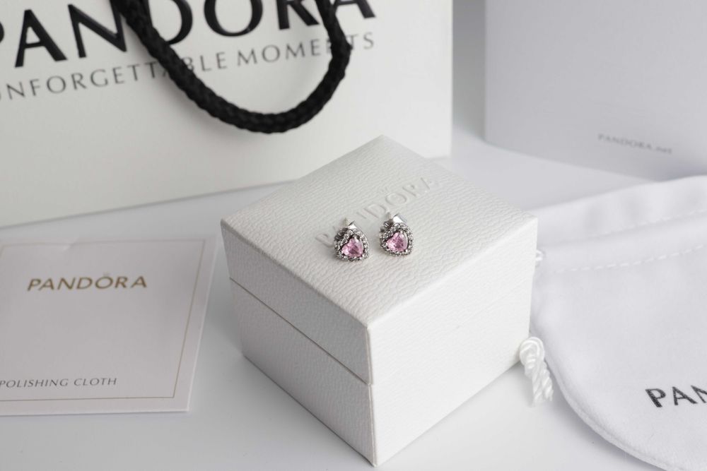 Pandora сережки пусети серце
