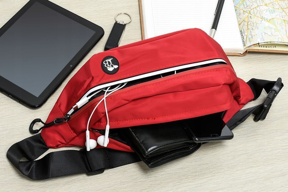 Saszetka nerka wodoodporna na pas duża Beltimore czerwona pojemna nowa