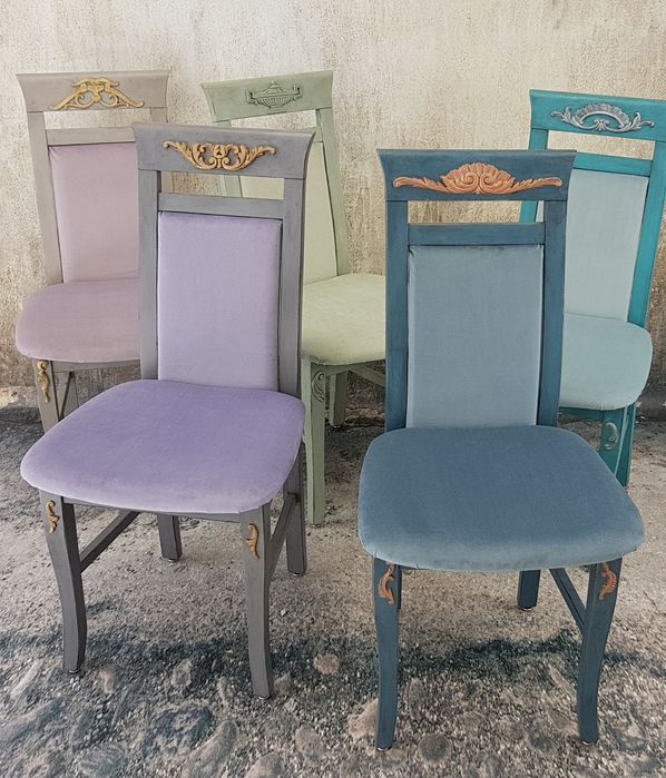 Krzesła z Ornamentami Shabby Chic