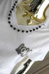 Puccihino jeans  nowy t-shirt z naszyjnikiem perły love logo S-M
