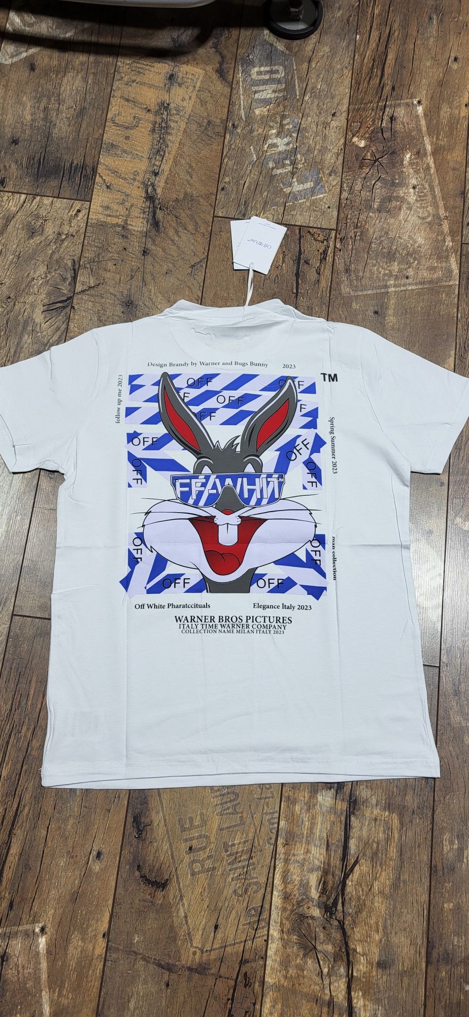 Off white biała koszulka męska t-shirt logo królik bugs S M