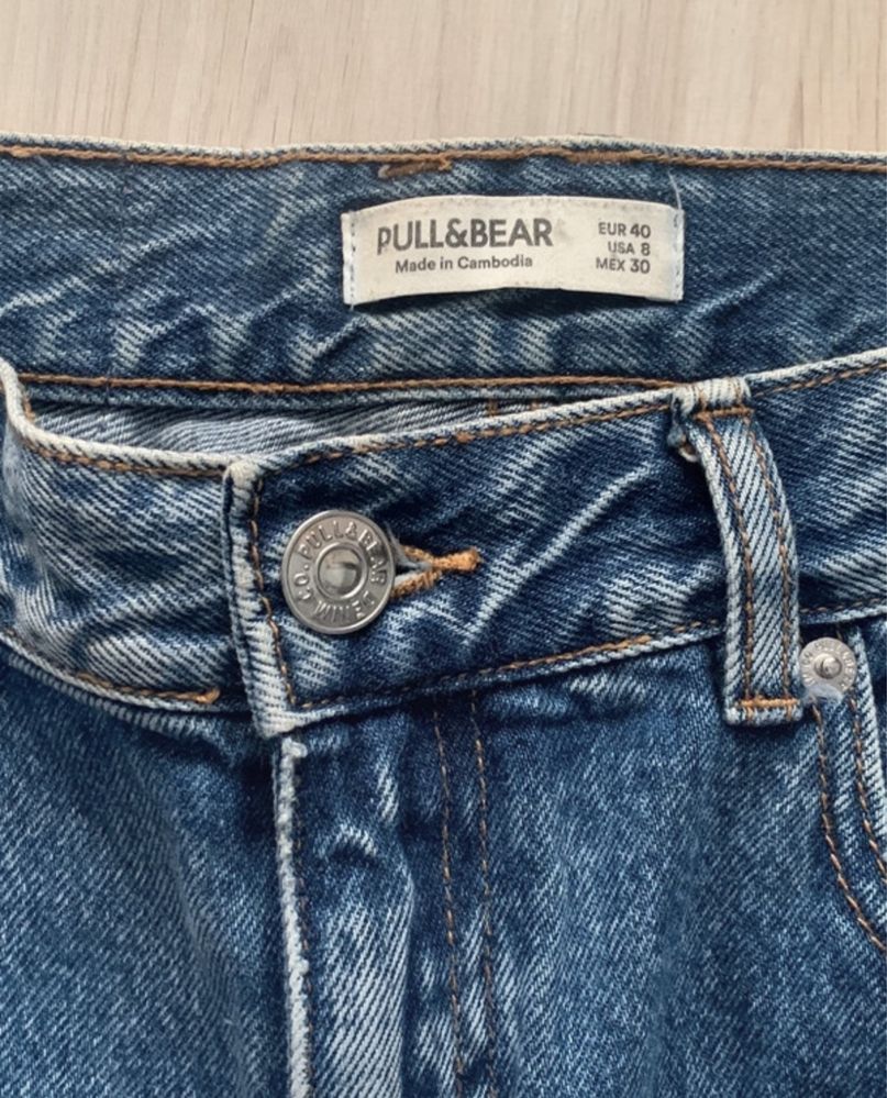 pull&bear jeansy spododnie niebieskie granatowe nowe