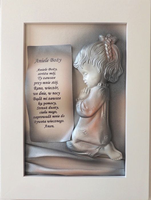 Nowoczesny obraz na pamiątkę chrztu, komunii dla dziewczynki - a2-d7