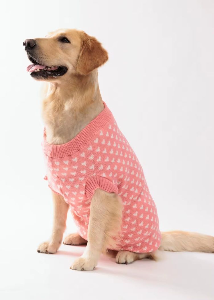Camisola para cao - cor de rosa com corações