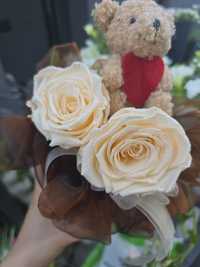 Flowerbox wieczna róża miś x2