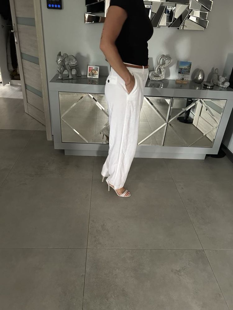 Spodnie lniane zara