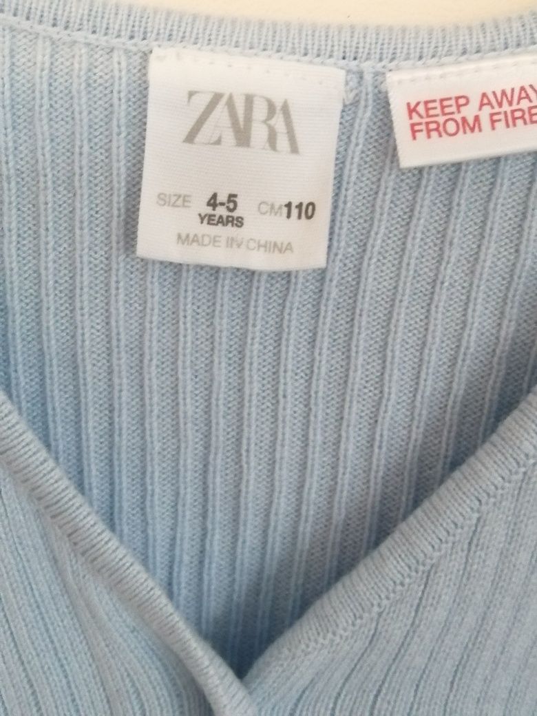 Nowy błękitny sweter rozpinany dziewczęcy Zara wiskoza bawełna r. 110