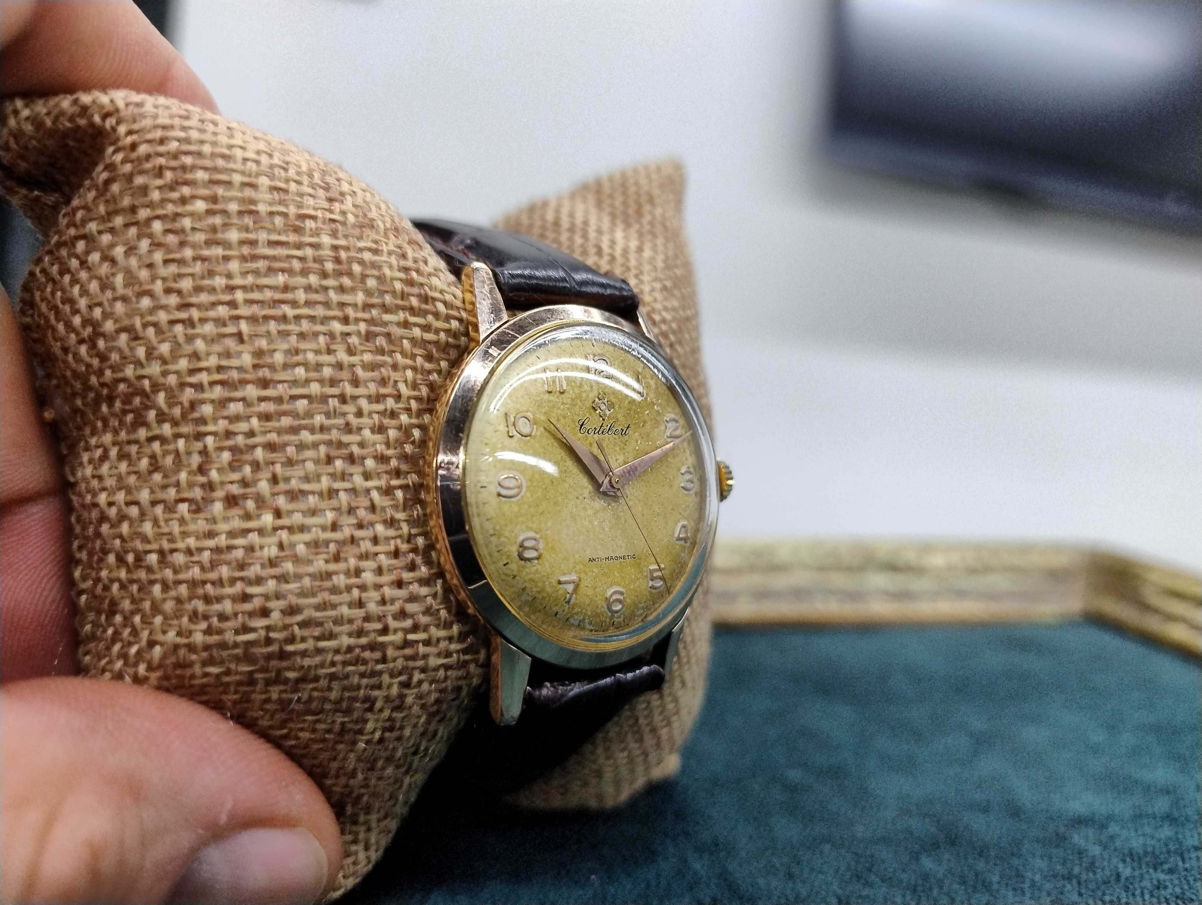 Przepiekny Zegarek Cortebert  Złocony 14k Grand Prix 1960 rok ! Patyna