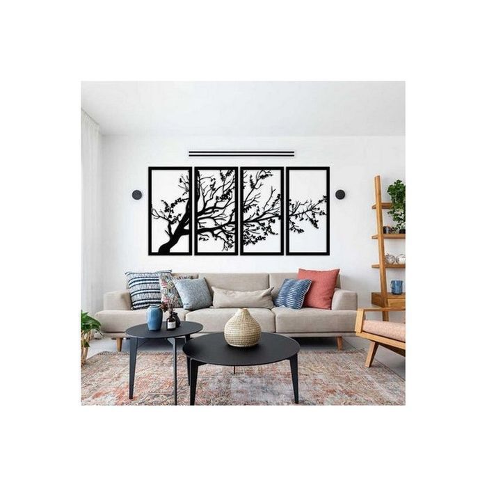 Obraz drzewo 4 el. czarny 250 x 100 cm