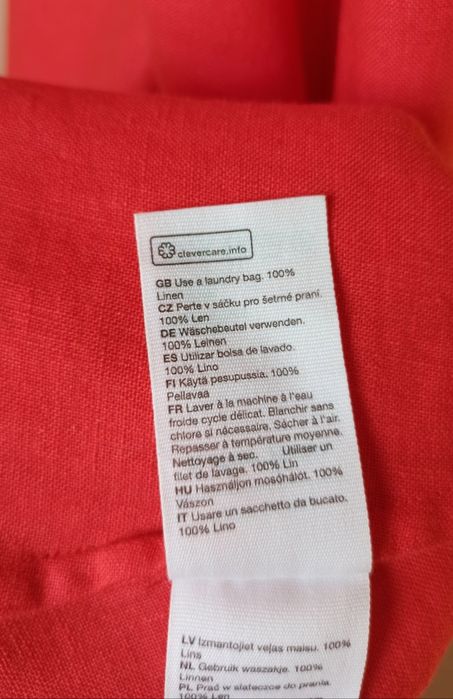 Czerwona lniana długa sukienka & Other Stories