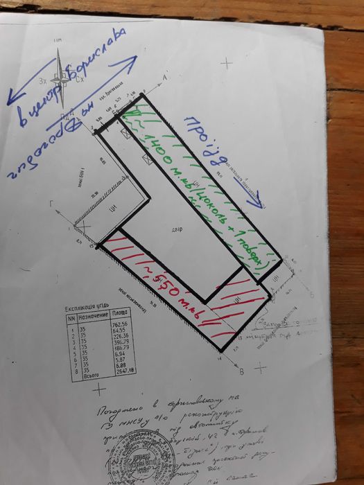 приміщення для гуртівні, складів і  торгівлі з внутрішнім двориком.