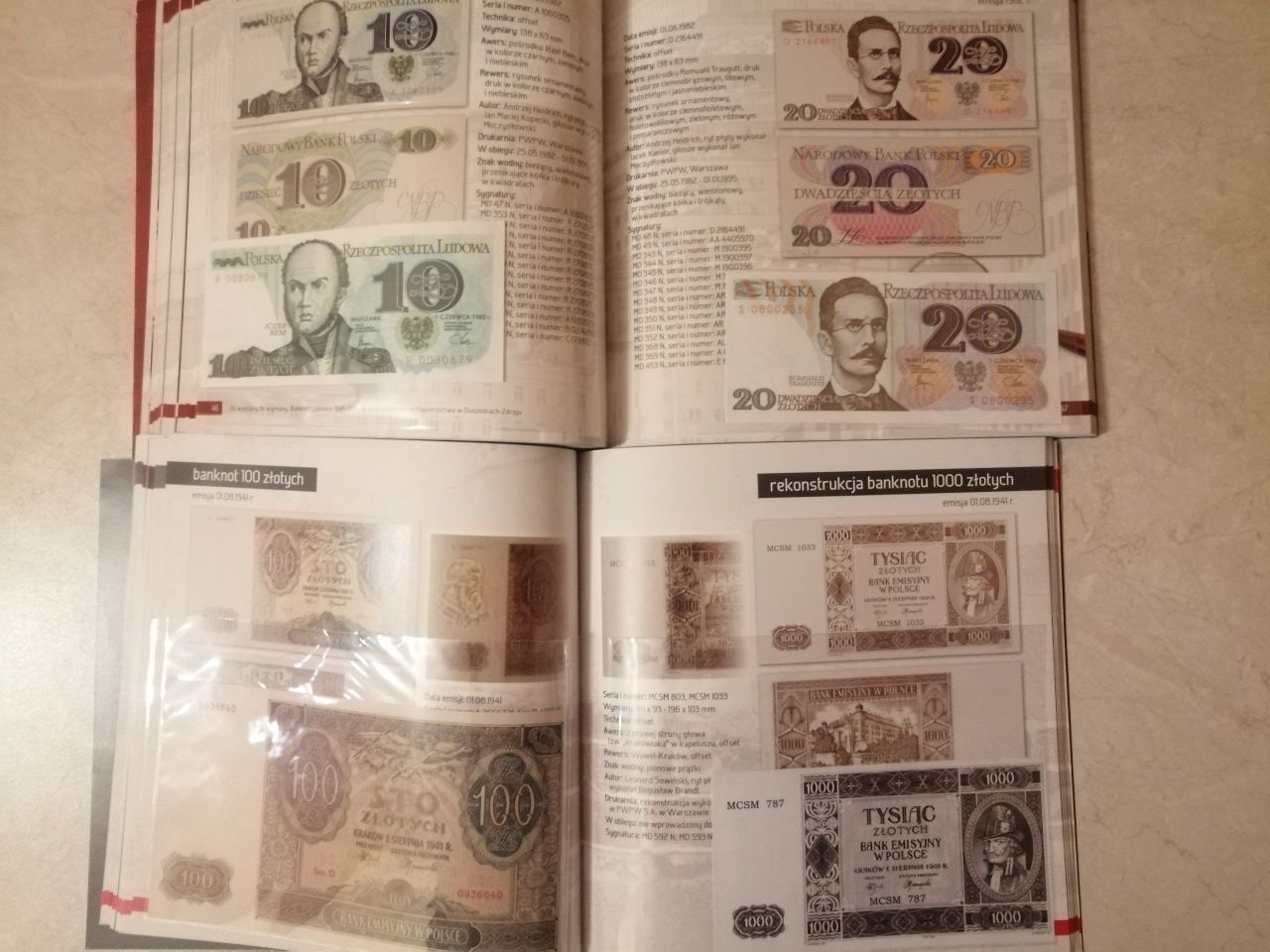Albumy banknoty polskie od 1939r do 1994r wraz z kopiami banknotów