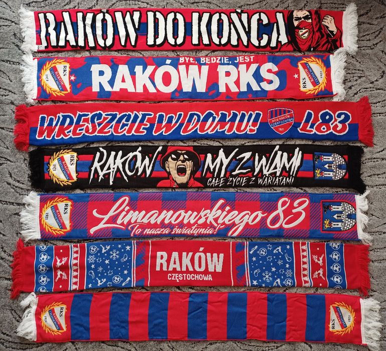 Szalik RKS Raków Częstochowa szaliki piłkarskie klubowe bdb stan 1921