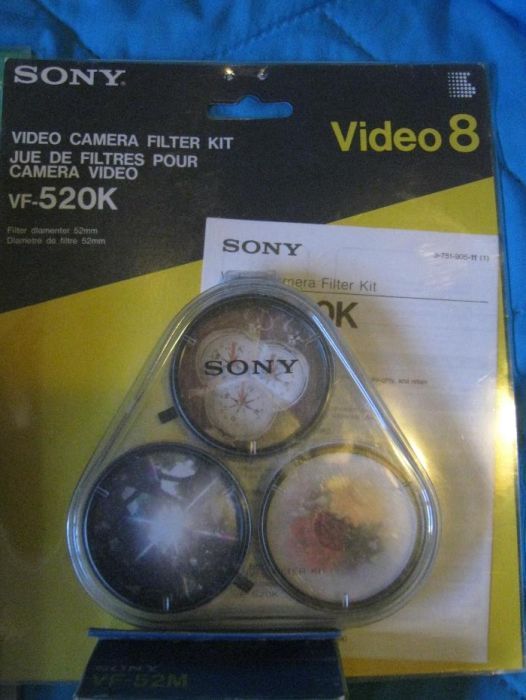 Sony Video 8 Acessórios Filtros VF-52M + VF-520K comando RM-151KA cabo