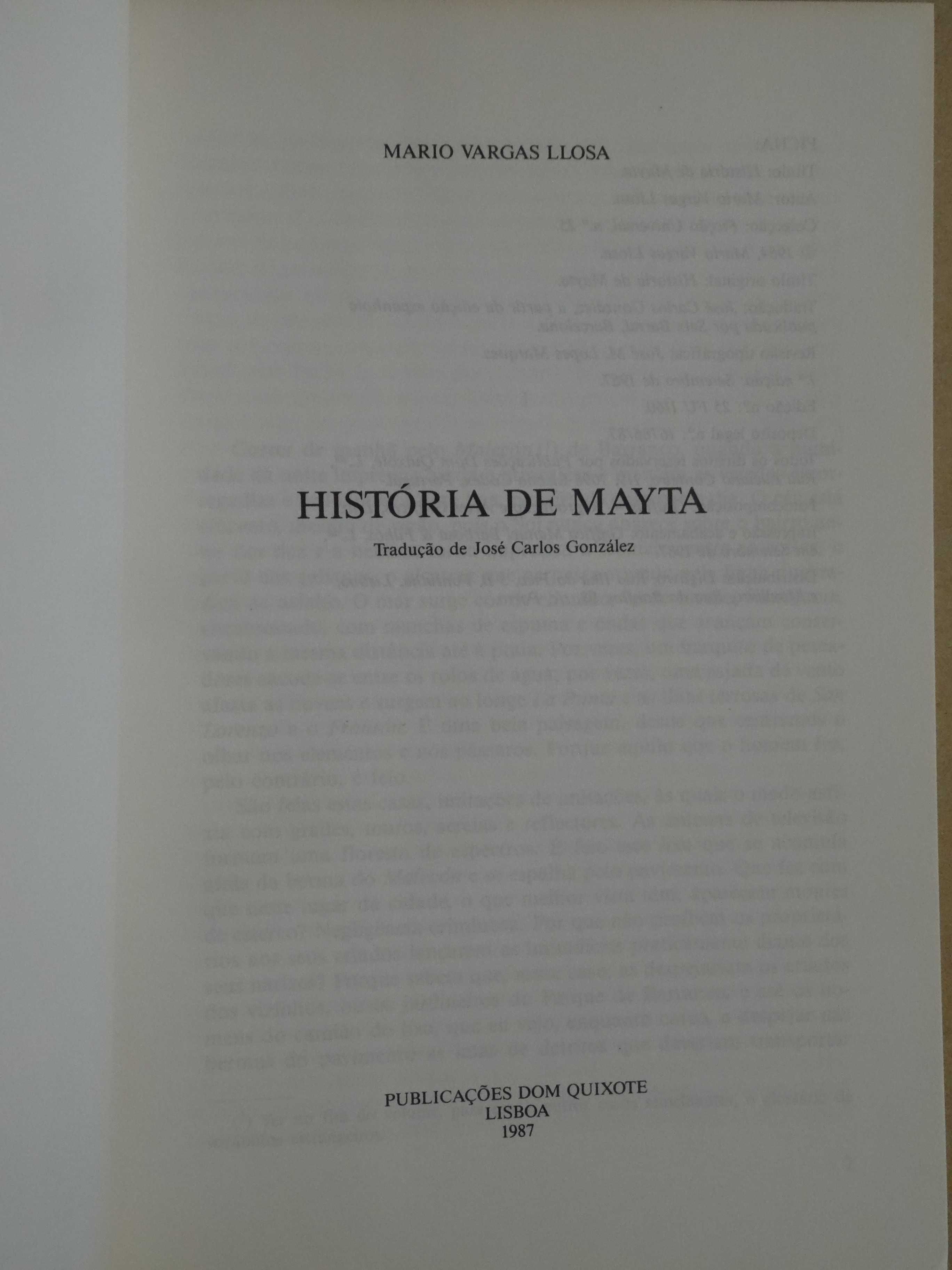 História de Mayta de Mario Vargas Llosa - 1ª Edição