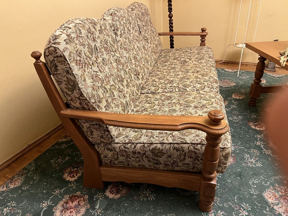 Komplet meble prl retro kanapa sofa fotel stół kredens szafa