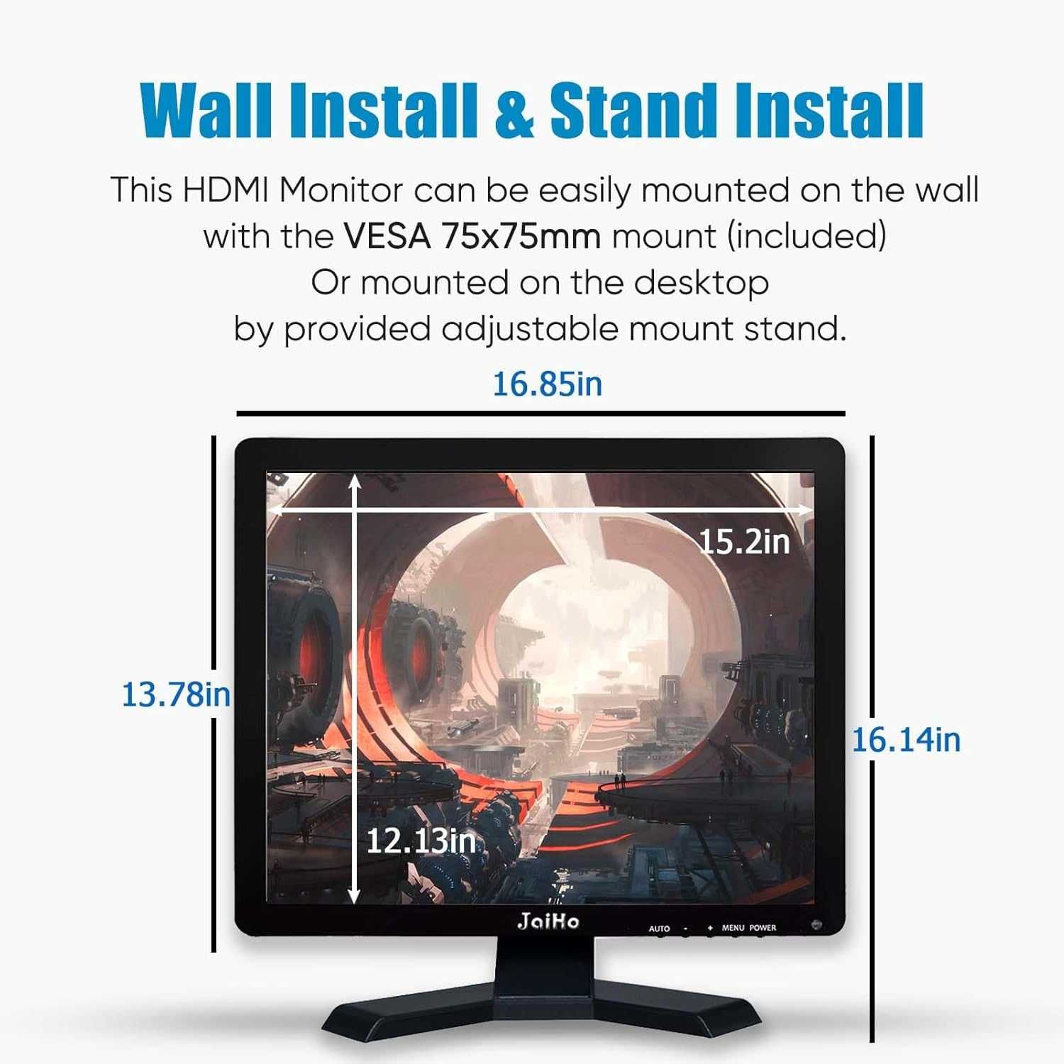 JaiHo 19 cali Panoramiczny monitor LCD VESA, HDMI/VGA/BNC/AV/USB CCTV