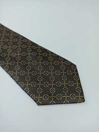 Celine Paris brązowy jedwabny krawat geometryczny ulu13