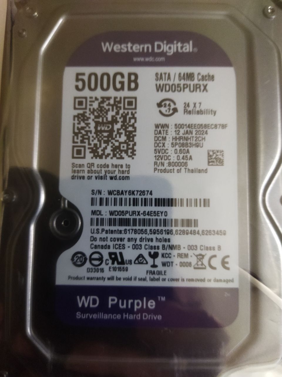 Жорсткий диск WD Purple 500Gb, 1TB, 2TB, 3TB, 4TB
