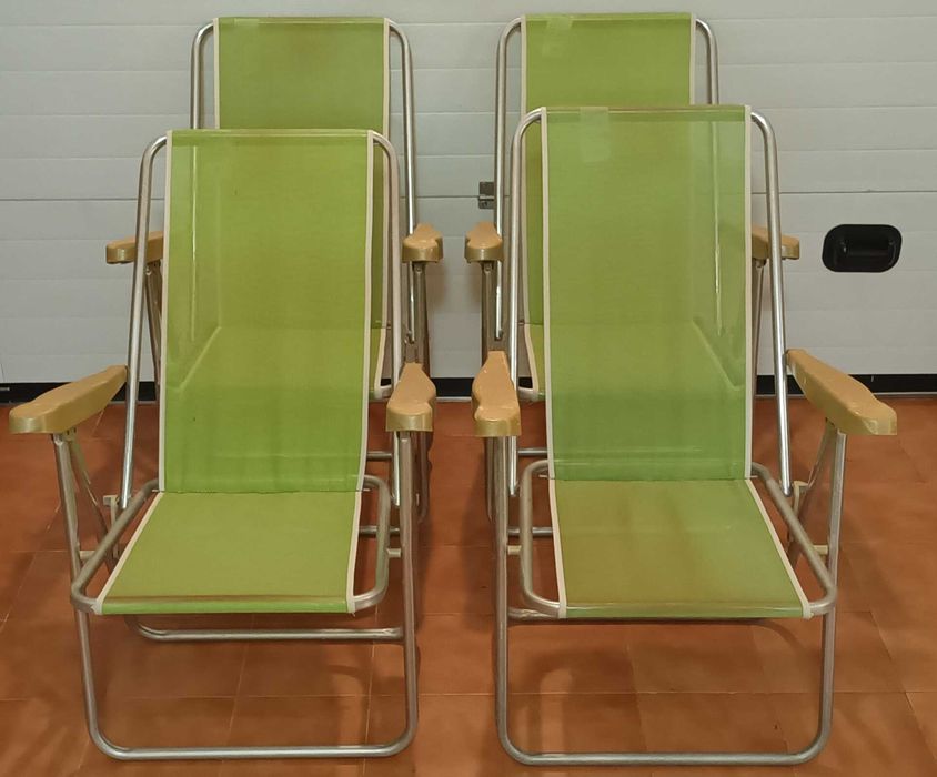 Conjunto de 4 Espreguiçadeiras de Jardim, Cor Verde