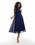 Asos Design 44 Xxl Granatowa Sukienka Plisowana Szyfonowa Navy D1134