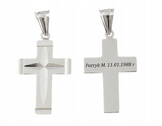 Łańcuszek Srebrny Pancerka 5,00 mm z Krzyżykiem  pr 925 Grawer Gratis