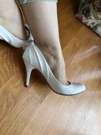 Білі туфлі на розпис/весілля з бантиками 38 розмір