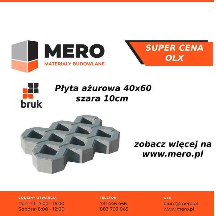 Bruk Płyta ażurowa 40x60 szara 10cm