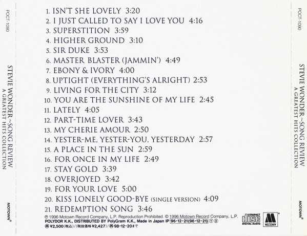 Wonder Stevie CD Sings Review A Greatest HitsI Colectio (SHM-CD) Japan