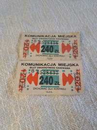 Stare bilety komunikacji miejskiej PRL 30
