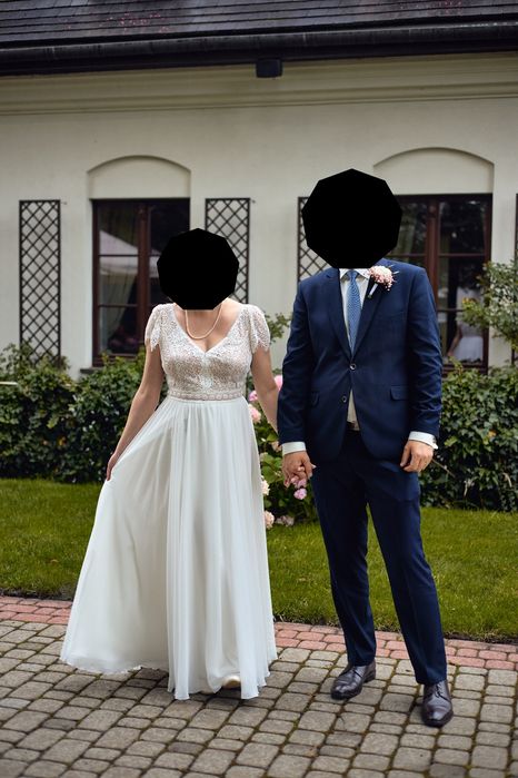 Suknia ślubna prosta, boho - Dama Couture