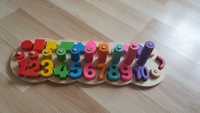 Sorter drewniany Montessori cyfry kolory liczydło kształty