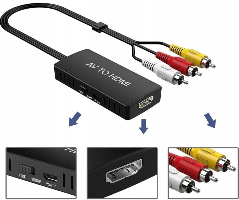 Konwerter RCA DO HDMI Adapter AV CINCH CVBS 1080