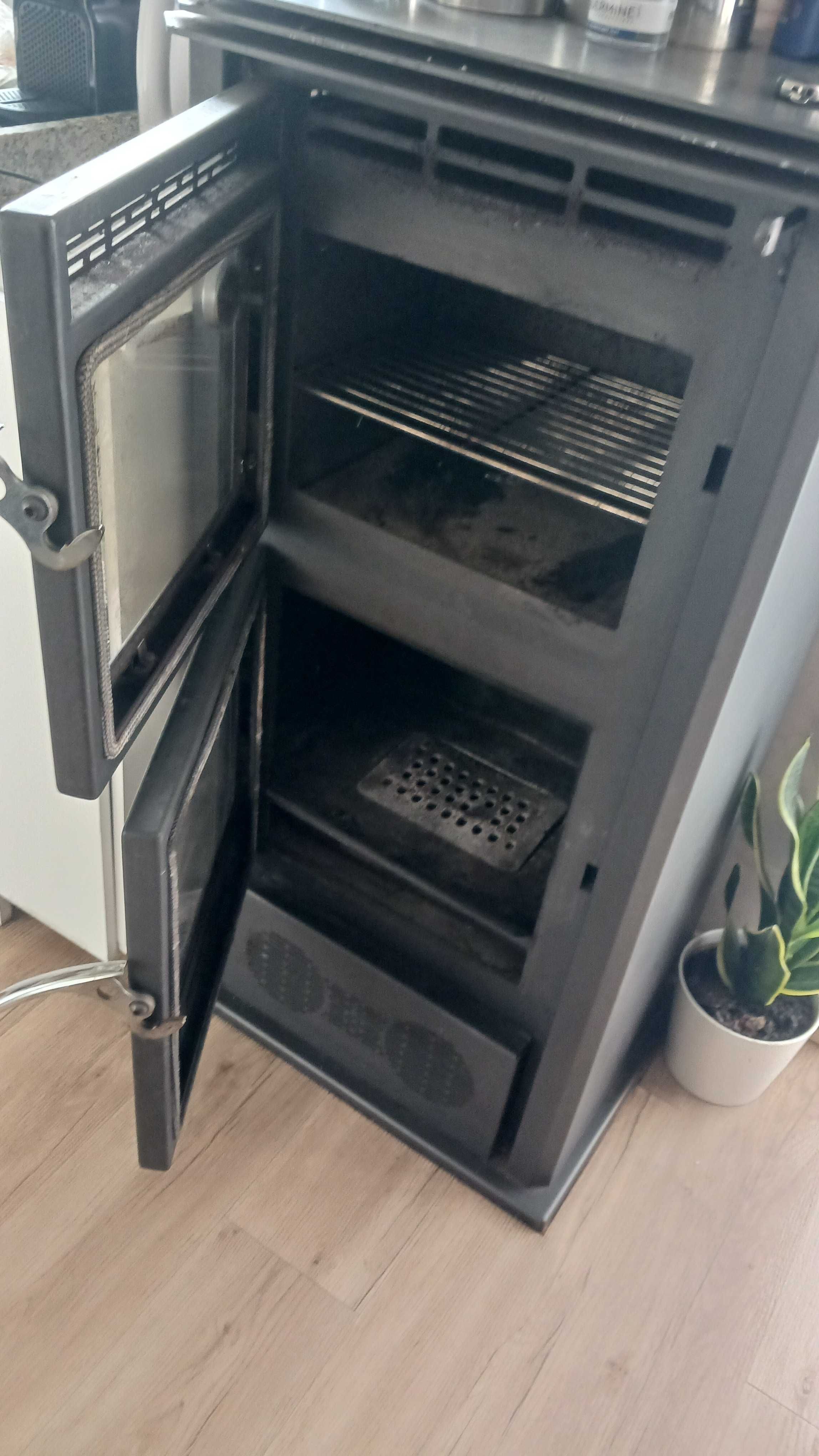 Salamandra a lenha com forno e ventilador