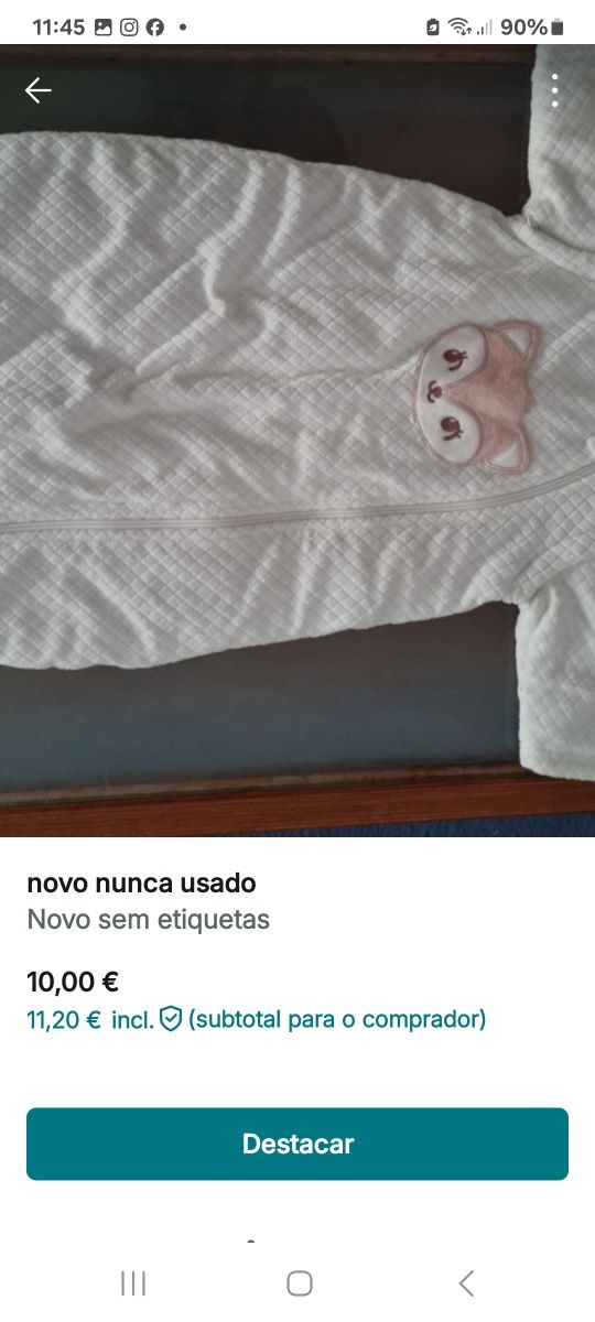 saco de bebe nunca usado