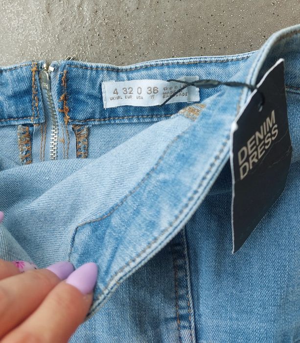 Sukienka mini jeansowa dopasowana zamek bez ramiączek XXS 32 Nowa