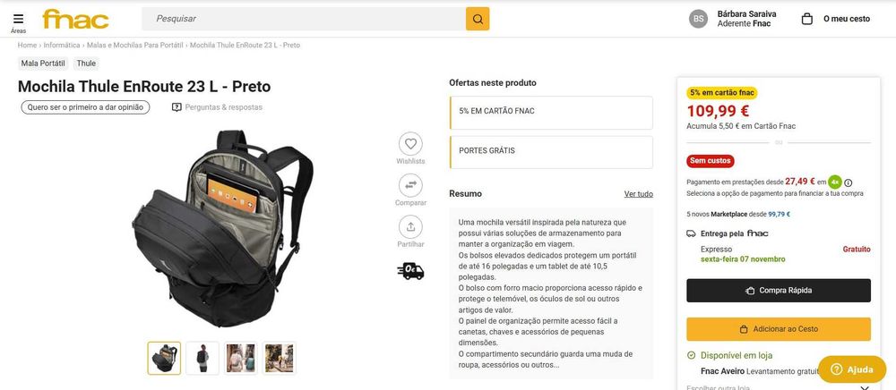 Mochila Thule EnRoute 23L - Preto