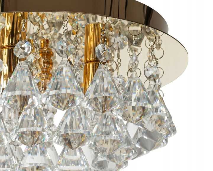 LAMPA SUFITOWA PLAFON glamour kryształki złoty