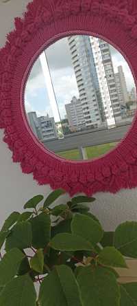 Espelho moldura rosa artesanato